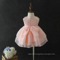 Hot Sale Korean Cotton Pink Rose Flower Little Girl Wedding Dresses